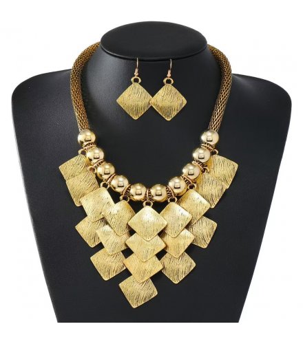 SET738 - Multi-Layered Rhombus Necklace Set